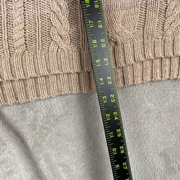 Chaps Women's Cable Knit Sweater M Beige Striped Cotton Blend - Picture 3 of 12